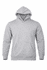 A grey hoodie with a front pocket and drawstring hood. It includes a logo but no text or badges.