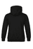 A black men's hoodie featuring a hood and long sleeves, with a simple design and a logo on the back.