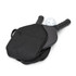 A black pickleball set featuring two paddles and a white ball, stored in a black carrying bag.
