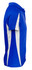 A blue polo shirt with white side panels and a collar, featuring a logo.