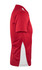 A red polo shirt with white side panels and a collar, featuring a brand logo on the front.