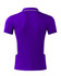 A purple polo shirt with white detailing on the sides and a logo on the left chest area.