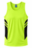 A bright yellow singlet featuring black side panels and a small logo on the neckline.
