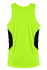 A bright lime green singlet with black side panels and a logo on the back.