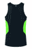 A navy singlet with vibrant green panels on the sides and a logo on the back.