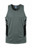 A men's singlet in grey with black side panels and branding, designed for casual wear or sports.