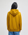 A yellow hooded sweatshirt with a casual fit, featuring a back view and a hood.