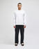 A grey Champion Reverse Weave® adult crew sweatshirt worn by a model with dark trousers and shoes.