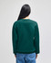 A green crewneck sweatshirt with a relaxed fit, viewed from the back, featuring long sleeves and a simple design.