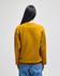 A mustard yellow adult crewneck sweatshirt from the back, featuring long sleeves and a casual fit.