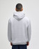 A grey pullover hooded sweatshirt with a relaxed fit, featuring a large hood and long sleeves, viewed from the back.