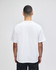 A white Champion adult heritage jersey t-shirt viewed from the back, featuring a relaxed fit.