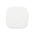 A white retractable cable set with a sleek design, featuring a curving section for easy cable access.