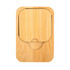A bamboo charger set with a sleek design, featuring a rounded edge and a small cutout for access.