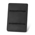 A black display stand featuring horizontal elastic bands for holding pens or similar items, with a sleek design.