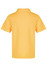 A yellow polo shirt with a collar, featuring a plain back and short sleeves. Includes a logo.
