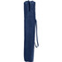 A navy blue oversized folding chair in a protective storage bag with a shoulder strap.