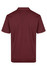 A maroon polo shirt displayed from the back, featuring a collar and short sleeves. It includes a logo.