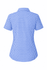 A short-sleeve button-up shirt in blue and white gingham check pattern with a fitted silhouette and collar.