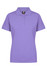 A purple polo shirt with a collar and short sleeves, featuring a branded tag.