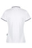 A white polo shirt featuring a classic design with contrasting trim and a logo.