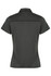 A dark green polo shirt with a collared neck and short sleeves, featuring a logo on the back.