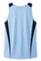 A light blue men's singlet featuring black side panels and a logo. Suitable for casual or athletic wear.
