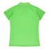 A lime green polo shirt with a classic collar and short sleeves, featuring a logo on the side.