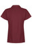 A maroon polo shirt featuring short sleeves and a classic collar, with a branded logo on the front.