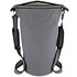 A grey waterproof cooler backpack with adjustable shoulder straps and a branded logo.