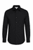 A long sleeve button-up shirt in black featuring a subtle logo.