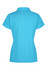 A blue polo shirt with a textured pattern and a collar, featuring a logo on the design.