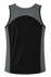 A men’s singlet featuring a grey and black design with a logo. The back showcases a sporty, modern look.