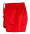 Red rugby men's shorts with an elastic waistband and drawstring, featuring a logo. Ideal for sports activities.