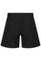 Black sports shorts with an elastic waistband and a simple design, featuring a logo.
