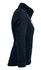 A soft shell jacket in navy blue, featuring a zippered front and a fitted design. It has branding visible.