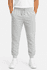 Grey tapered fleece men's track pants with an elastic waistband and cuffs, featuring a casual style.