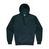 A black men's hoodie featuring a front pocket and a drawstring hood. The design includes a logo.