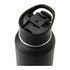 A drink bottle with a black finish and a secure lid, featuring a built-in spout. It has a minimalist design.