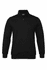 A black men's quarter-zip sweater with long sleeves and a logo on the chest.