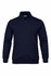 A navy 1/4 zip sweater featuring long sleeves and a ribbed hem, designed for kids. It has a small logo on the chest.