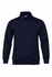 A navy 1/4 zip sweater featuring long sleeves and a ribbed hem, designed for kids. It has a small logo on the chest.