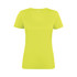 A bright yellow women's active tee with short sleeves and a fitted design. It features a logo on the front.