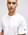 A white short sleeve t-shirt for adults featuring a logo on the sleeve.