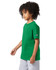 A green short sleeve t-shirt for youth, featuring a logo on the sleeve and a relaxed fit.