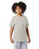A youth short sleeve T-shirt in grey colour with a round neckline and a logo on the chest.