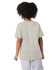 A short sleeve t-shirt in a light grey colour, featuring a logo on one sleeve.