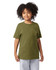 A green Champion Youth Jersey short sleeve T-shirt displayed on a child with curly hair, wearing grey bottoms.