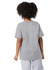 A grey short sleeve t-shirt made from soft fabric, featuring a logo on one sleeve.