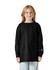 A black long sleeve t-shirt for youth, featuring a logo on the sleeve and a relaxed fit.